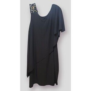 Nic and Dom Dress Womens L Black Sheath Sequin Scoop Neck Casual Career